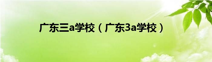 广州好的3a学校_广州有没有教育类的3a学校_广州3a学校