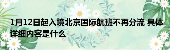 1月12日起入境北京国际航班不再分流 具体详细内容是什么