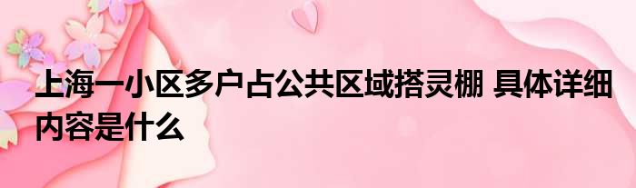 上海一小区多户占公共区域搭灵棚 具体详细内容是什么