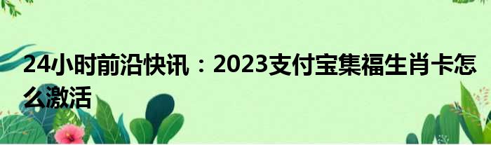 24小时前沿半岛电子下载入口
：2023支付宝集福生肖卡怎么激活