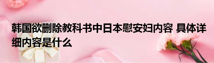 韩国欲删除教科书中日本慰安妇内容 具体详细内容是什么