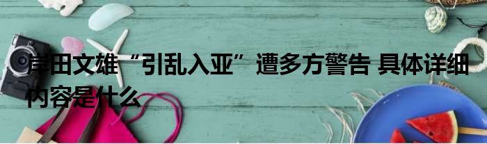 岸田文雄“引乱入亚”遭多方警告 具体详细内容是什么