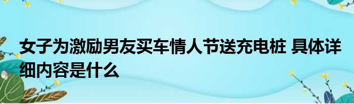 女子为激励男友买车情人节送充电桩 具体详细内容是什么