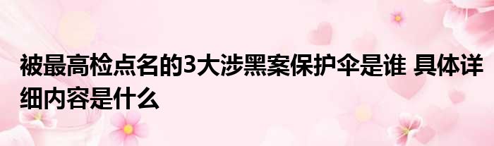 被最高检点名的3大涉黑案保护伞是谁 具体详细内容是什么