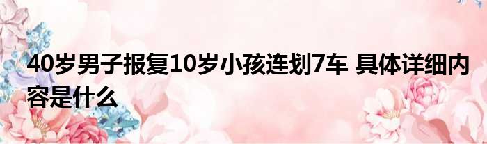 40岁男子报复10岁小孩连划7车 具体详细内容是什么