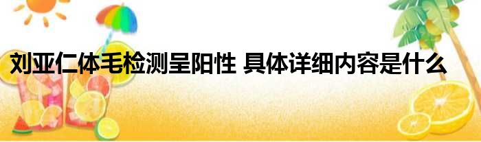 刘亚仁体毛检测呈阳性 具体详细内容是什么