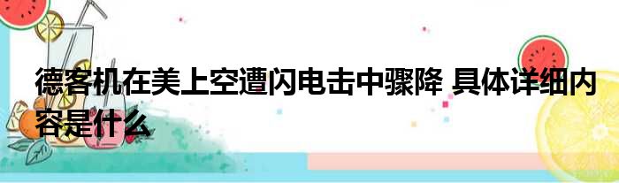 德客机在美上空遭闪电击中骤降 具体详细内容是什么