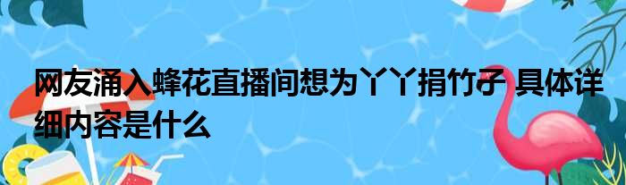 网友涌入蜂花直播间想为丫丫捐竹子 具体详细内容是什么