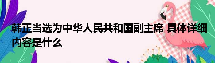 韩正当选为中华人民共和国副主席 具体详细内容是什么