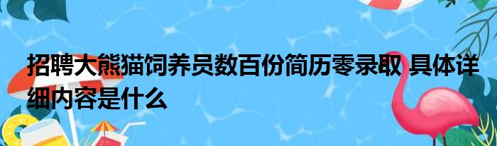 招聘大熊猫饲养员数百份简历零录取 具体详细内容是什么